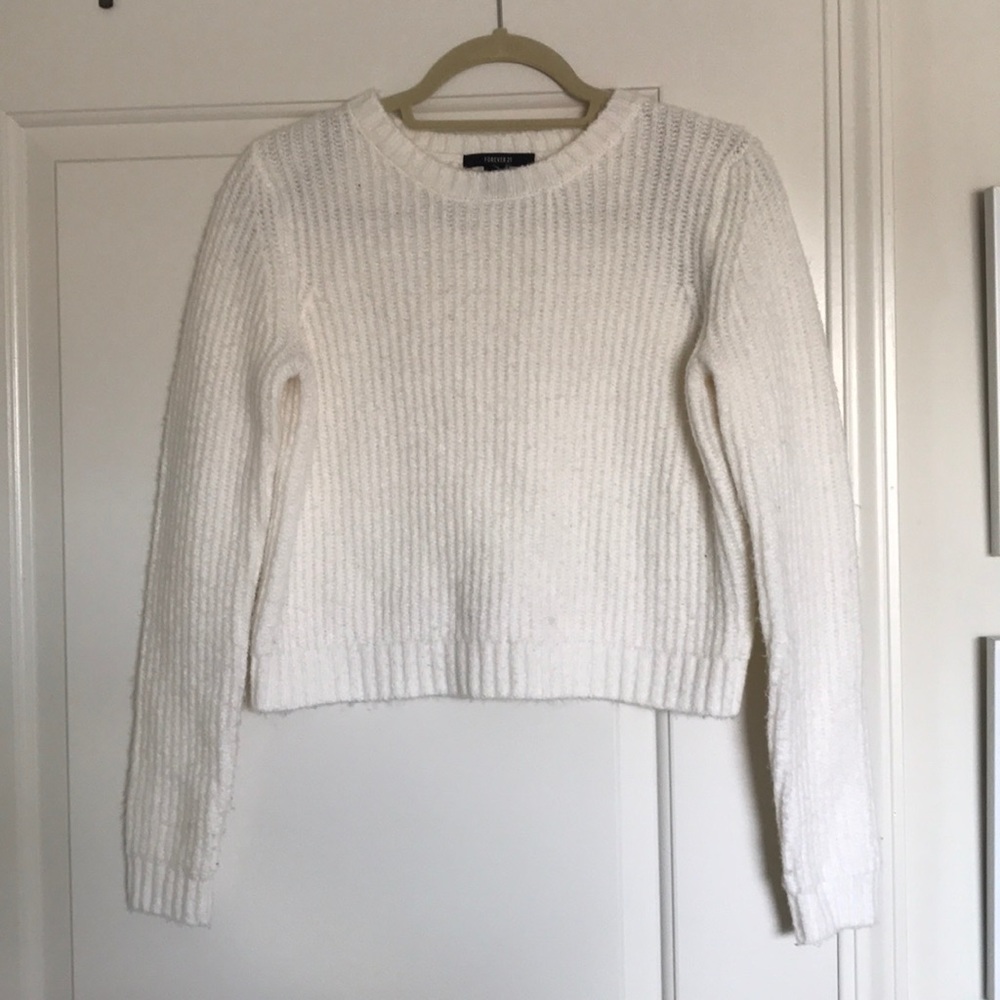 Cropped white sweater